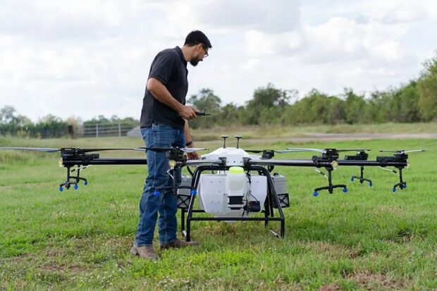 The Hylio AG-272 drone ready for use